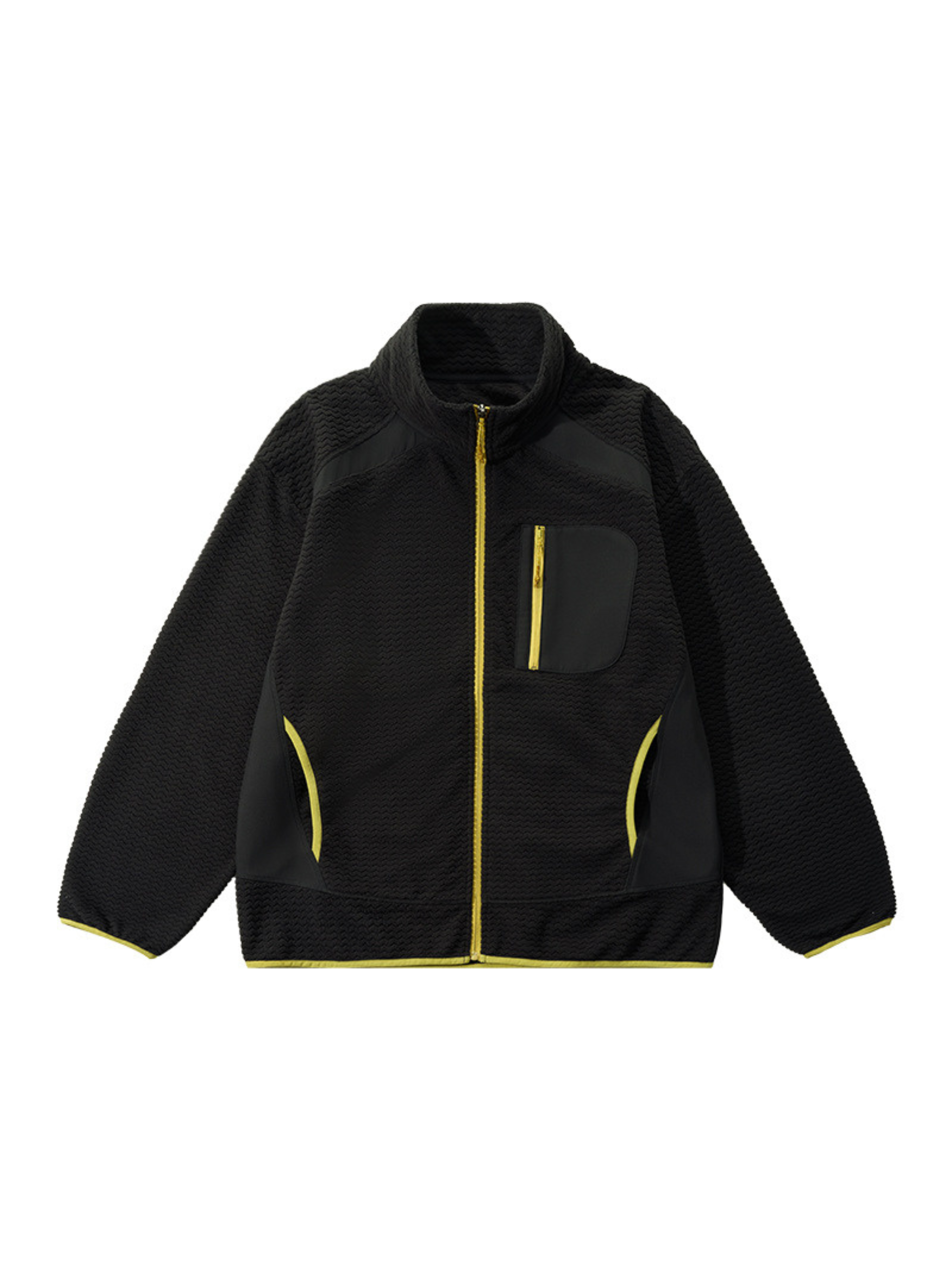Nightthorn - Unisex Wave Pattern Fleece Zip-Up Sweatshirt