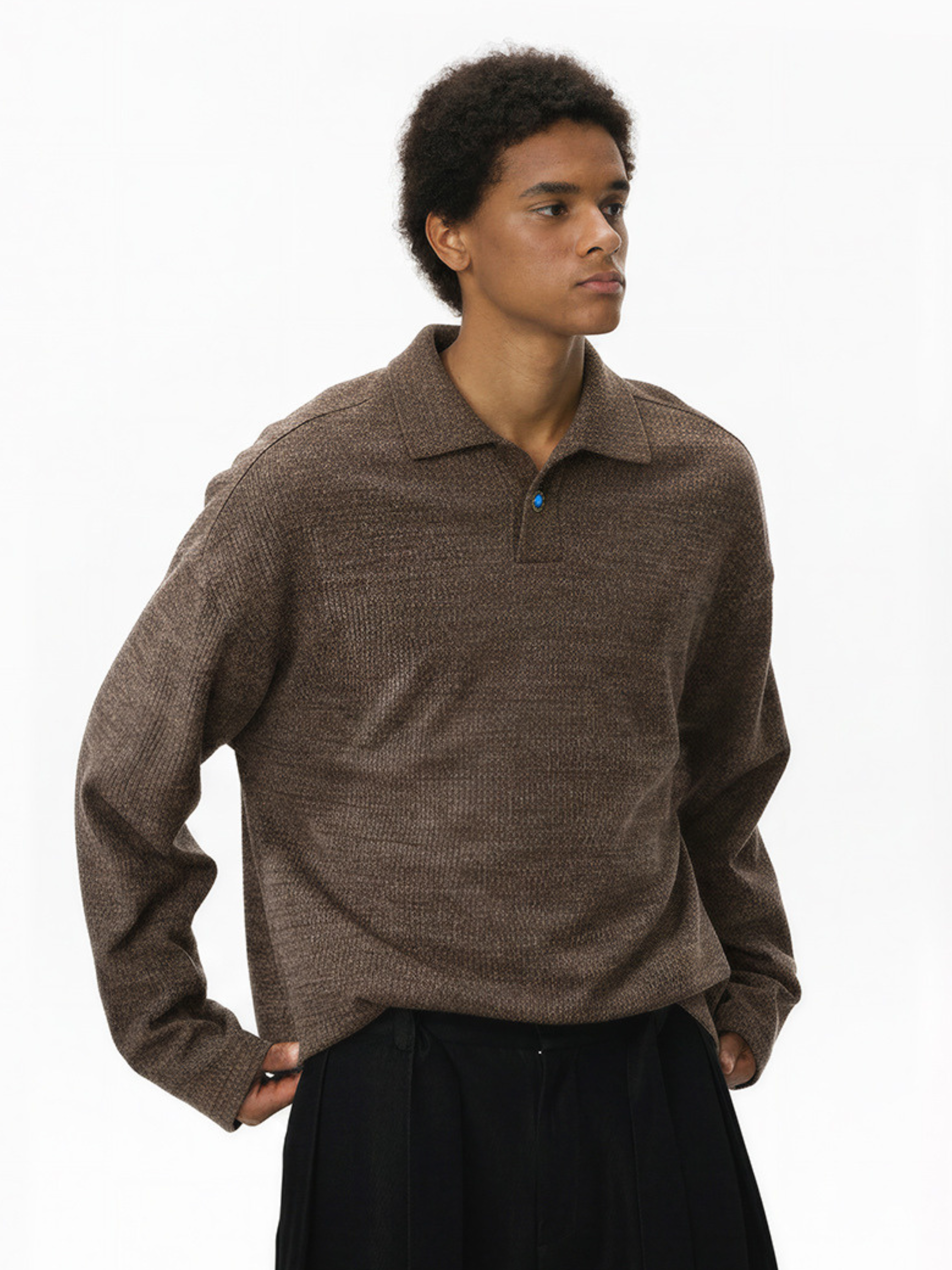 Shade - Unisex One-Piece Collar Long Sleeve Polo Shirt